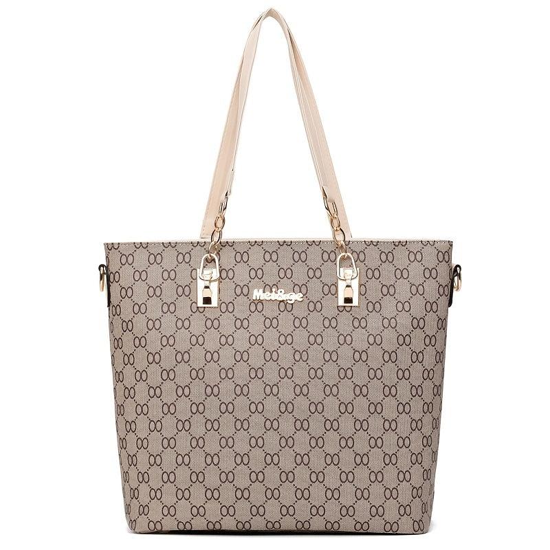 Geometric Pattern Purse Set: Tote, Handbag & Shoulder Bag Set