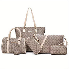 Geometric Pattern Purse Set: Tote, Handbag & Shoulder Bag Set