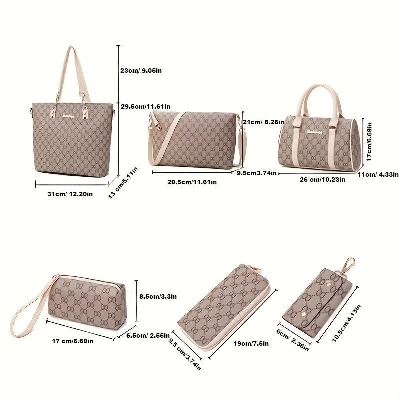 Geometric Pattern Purse Set: Tote, Handbag & Shoulder Bag Set