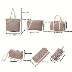 Geometric Pattern Purse Set: Tote, Handbag & Shoulder Bag Set