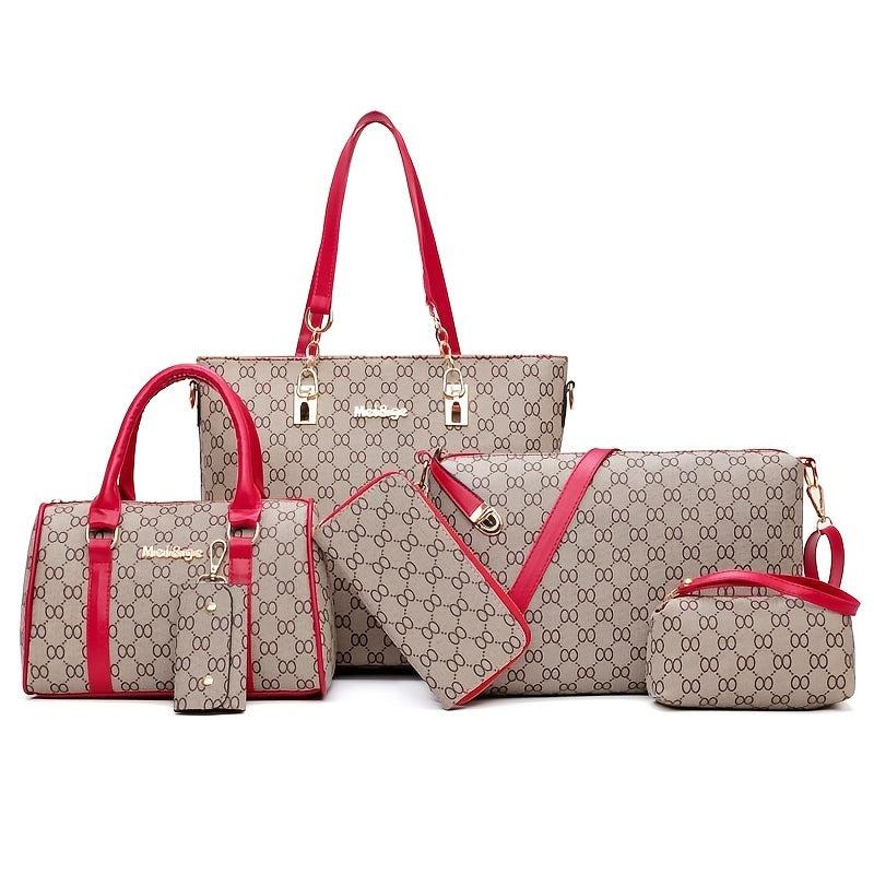 Geometric Pattern Purse Set: Tote, Handbag & Shoulder Bag Set