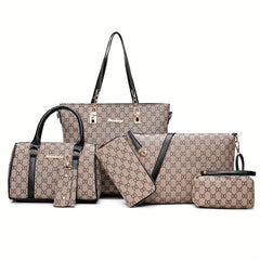 Geometric Pattern Purse Set: Tote, Handbag & Shoulder Bag Set