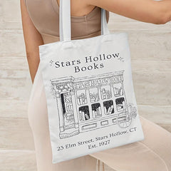 Cartoon Print Canvas Bag Lightweight Shoulder Bag For School