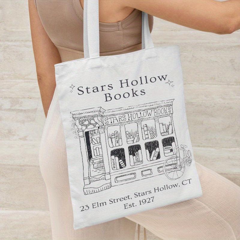 Cartoon Print Canvas Bag Lightweight Shoulder Bag For School