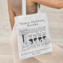 Cartoon Print Canvas Bag Lightweight Shoulder Bag For School