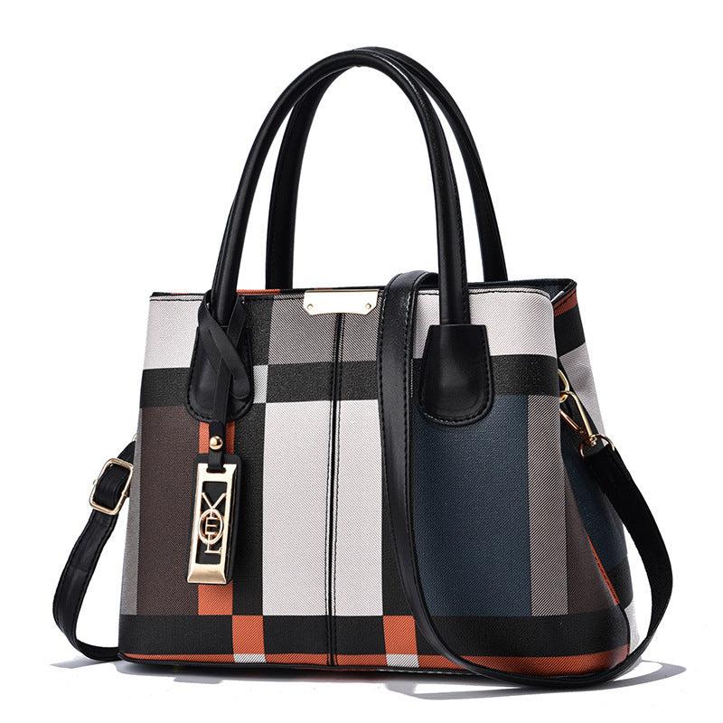 Plaid Pattern Handbags PU Crossbody Bag Women's Top Handle Satchel Purses
