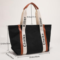 Letter Detail Tote Bag Large Capacity Shoulder Bag Women's Casual Handbag