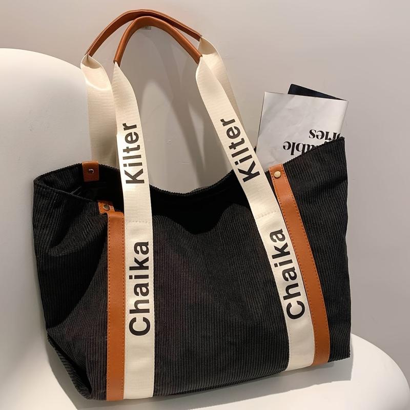 Letter Detail Tote Bag Large Capacity Shoulder Bag Women's Casual Handbag