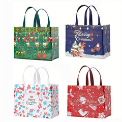 4PCS Christmas Tote Bags Large Capacity Gift Bags Reusable Non Woven
