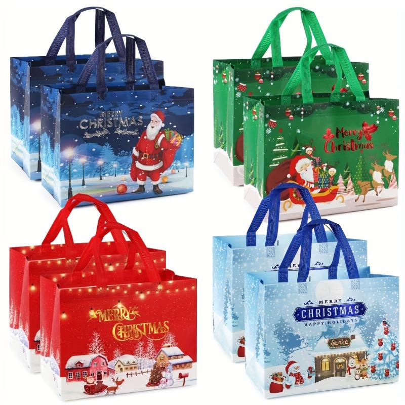 8PCS Christmas Gift Bags Non Woven Shopping Tote Bags With Handles