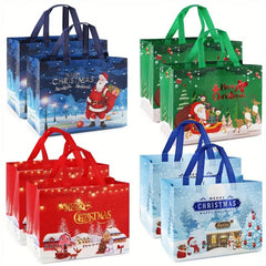 8PCS Christmas Gift Bags Non Woven Shopping Tote Bags With Handles