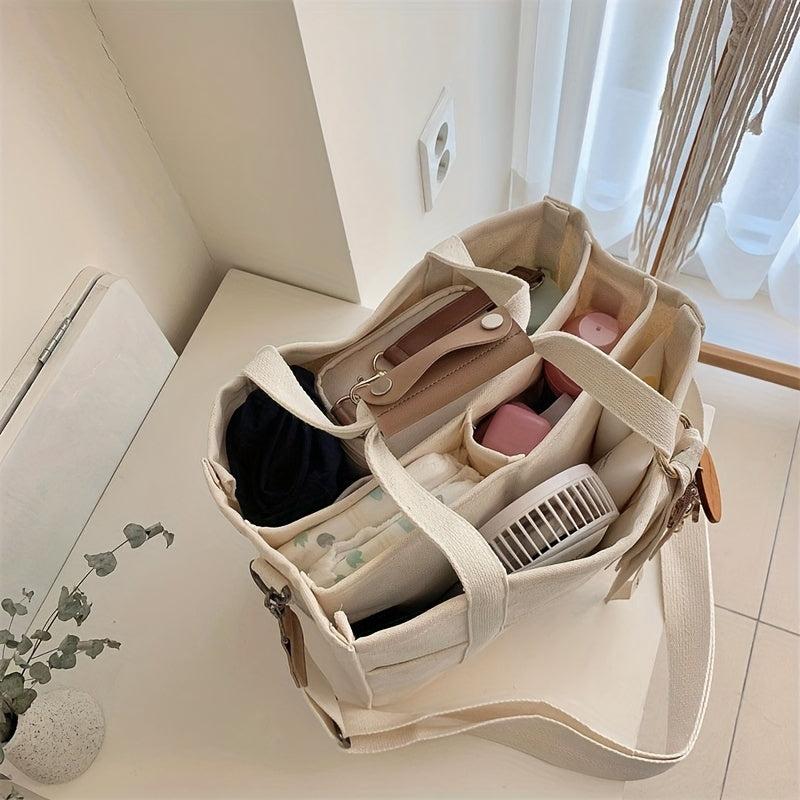 Minimalist Canvas Large Capacity Handbag Solid Versatile Storage Shoulder Bag