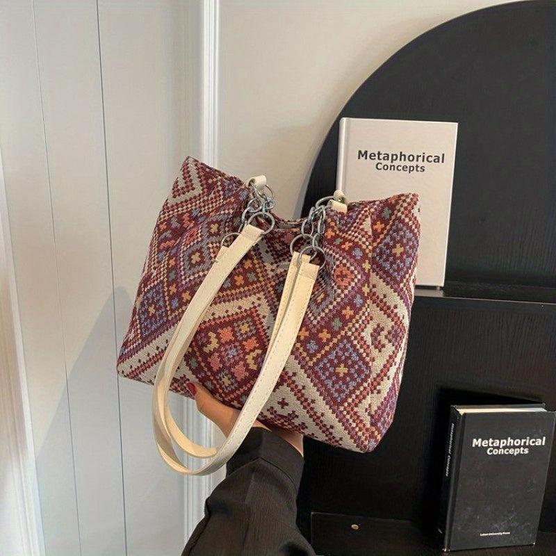 Vintage Ethnic Style Tote Bag Large Capacity Hobo Bag Women's Bohemian