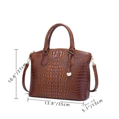 Crocodile Pattern Tote Bag Double Handle Purse Zipper Handbag