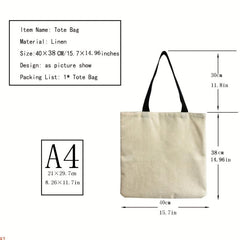 Cat Pattern Canvas Tote Bag Durable Lightweight Shoulder Bag