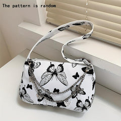 Stylish Butterfly Pattern Underarm Bag with Chain Decor