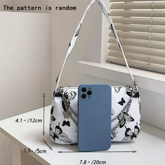 Stylish Butterfly Pattern Underarm Bag with Chain Decor
