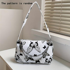 Stylish Butterfly Pattern Underarm Bag with Chain Decor