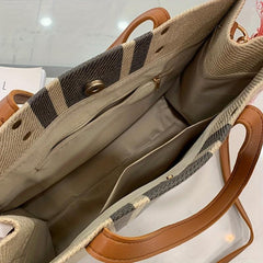 Summer Beach Striped Tote Bag Large Capacity Canvas Handbag