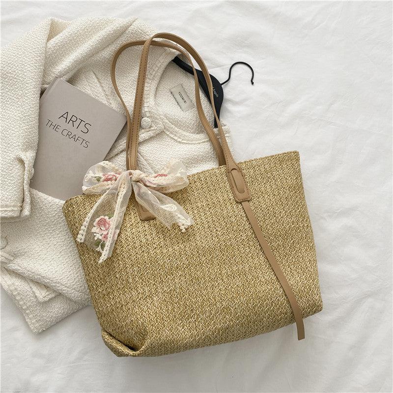 Large Capacity Woven Tote Bag Shoulder Bag for Beach
