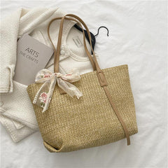 Large Capacity Woven Tote Bag Shoulder Bag for Beach