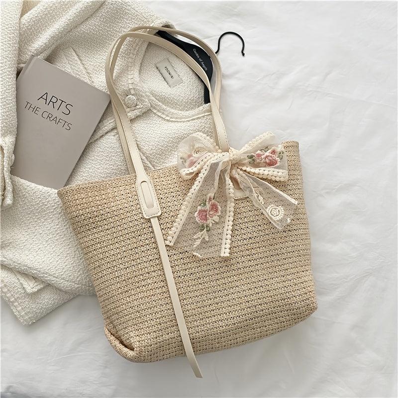 Large Capacity Woven Tote Bag Shoulder Bag for Beach