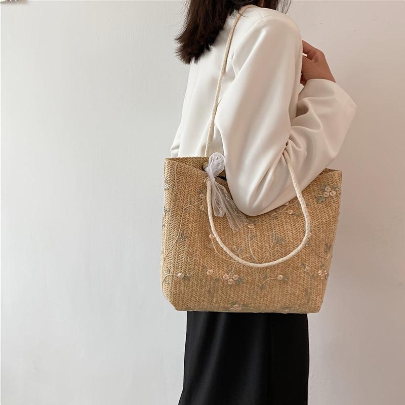Stylish Woven Tote Shoulder Bag for Women
