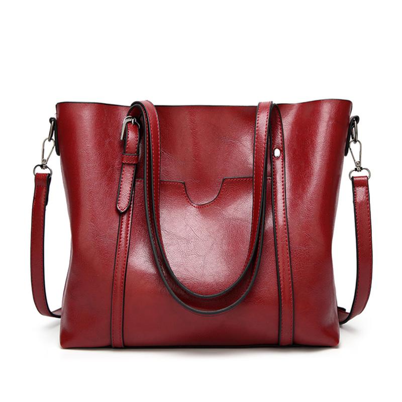Faux Leather Patch Pocket Tote Bag Zipper Closure Handbag