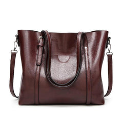 Faux Leather Patch Pocket Tote Bag Zipper Closure Handbag