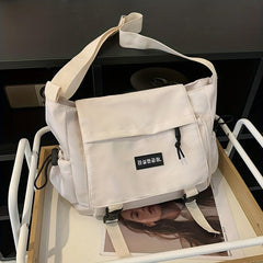 Canvas Shoulder Bag Large Capacity Crossbody Bag Zipper Adjustable Strap