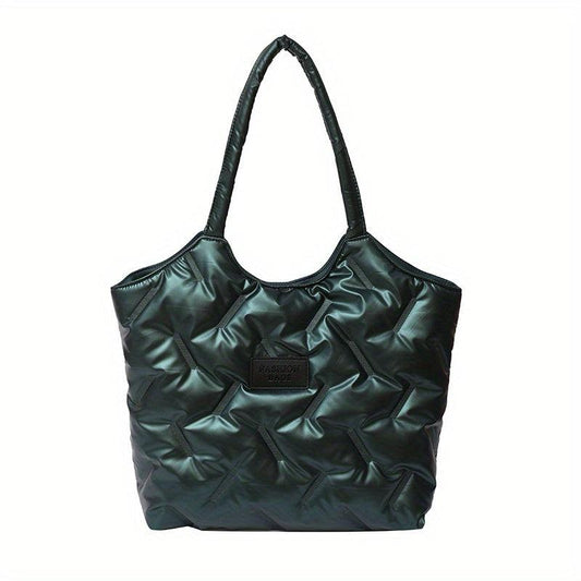 Puffer Quilted Tote Bag Large Capacity Shoulder Bag Women's Padded Handbag