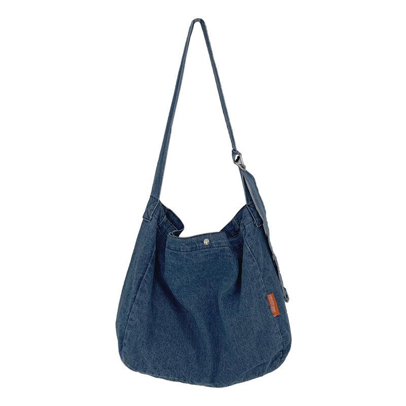 Denim Canvas Hobo Bag Large Capacity Crossbody Bag Retro Style Shoulder Bag