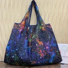 Starry Sky Print Nylon Tote Bag Large Capacity Shoulder Bag