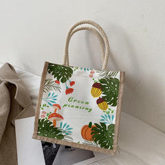 Canvas Tote Bag Durable Zipper Shoulder Bag Casual Commuter Bag