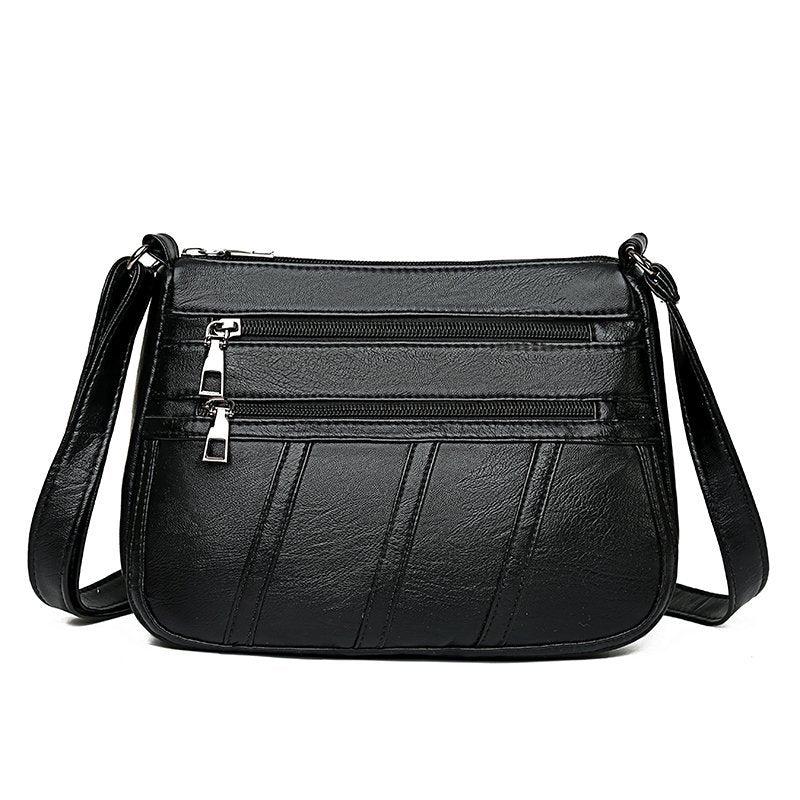 Vintage Crossbody Bag Women's PU Leather Zipper Purse
