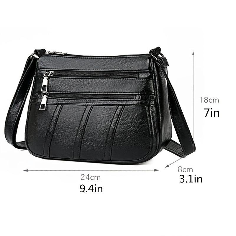 Vintage Crossbody Bag Women's PU Leather Zipper Purse