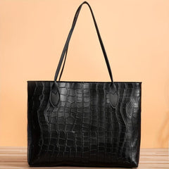 Large Capacity Crocodile Embossed Tote Bag for Women