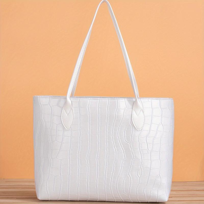Large Capacity Crocodile Embossed Tote Bag for Women