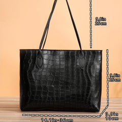 Large Capacity Crocodile Embossed Tote Bag for Women