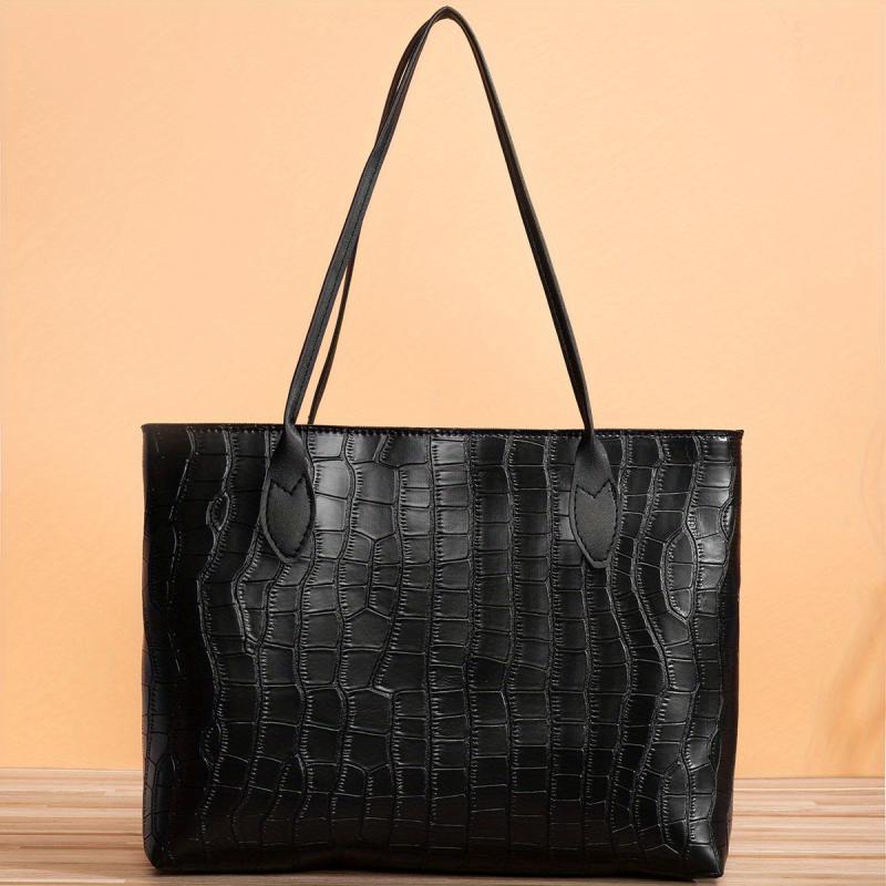 Large Capacity Crocodile Embossed Tote Bag for Women