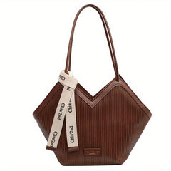 Ruched Tote Bag Large Capacity Shoulder Bag PU Leather Handbag