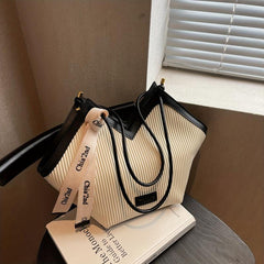 Ruched Tote Bag Large Capacity Shoulder Bag PU Leather Handbag