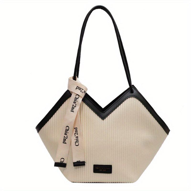 Ruched Tote Bag Large Capacity Shoulder Bag PU Leather Handbag