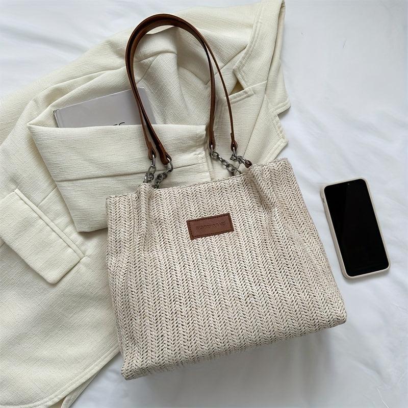 Boho Style Woven Straw Bag Large Capacity Tote
