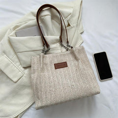 Boho Style Woven Straw Bag Large Capacity Tote