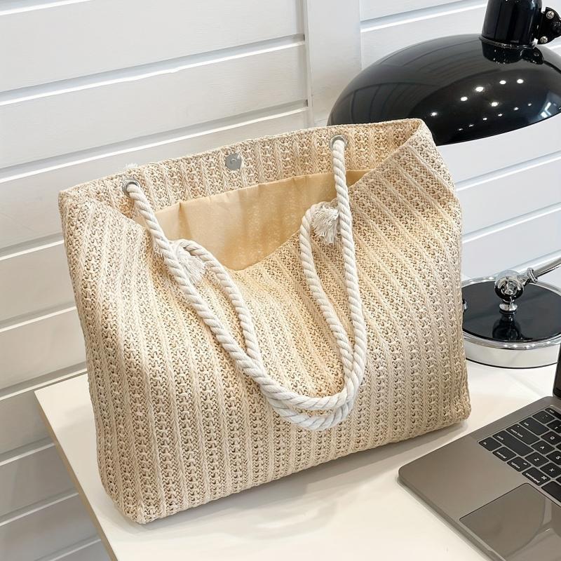 Large Capacity Straw Tote Bag Minimalist Handbag