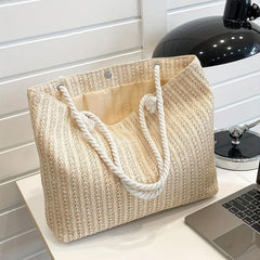Large Capacity Straw Tote Bag Minimalist Handbag
