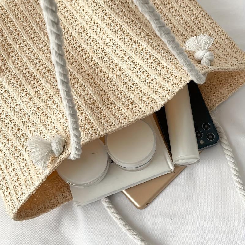 Large Capacity Straw Tote Bag Minimalist Handbag