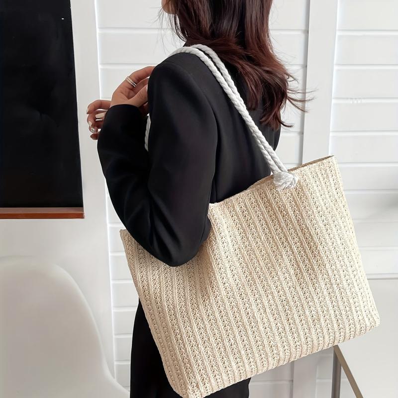 Large Capacity Straw Tote Bag Minimalist Handbag