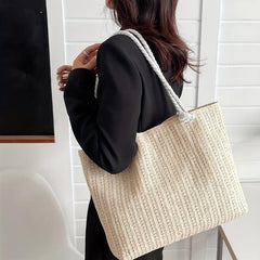Large Capacity Straw Tote Bag Minimalist Handbag